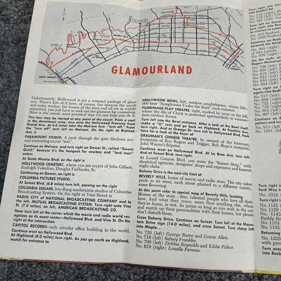 VTG Hollywood Movie Star Homes Sightseeing Map All Year Club California CA 1957 - Picture 12 of 16